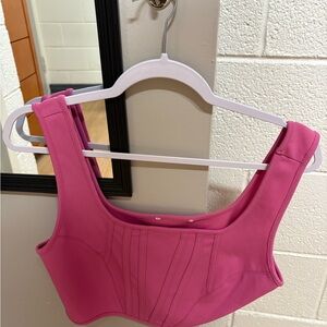 Pink Corset-Style Crop Top